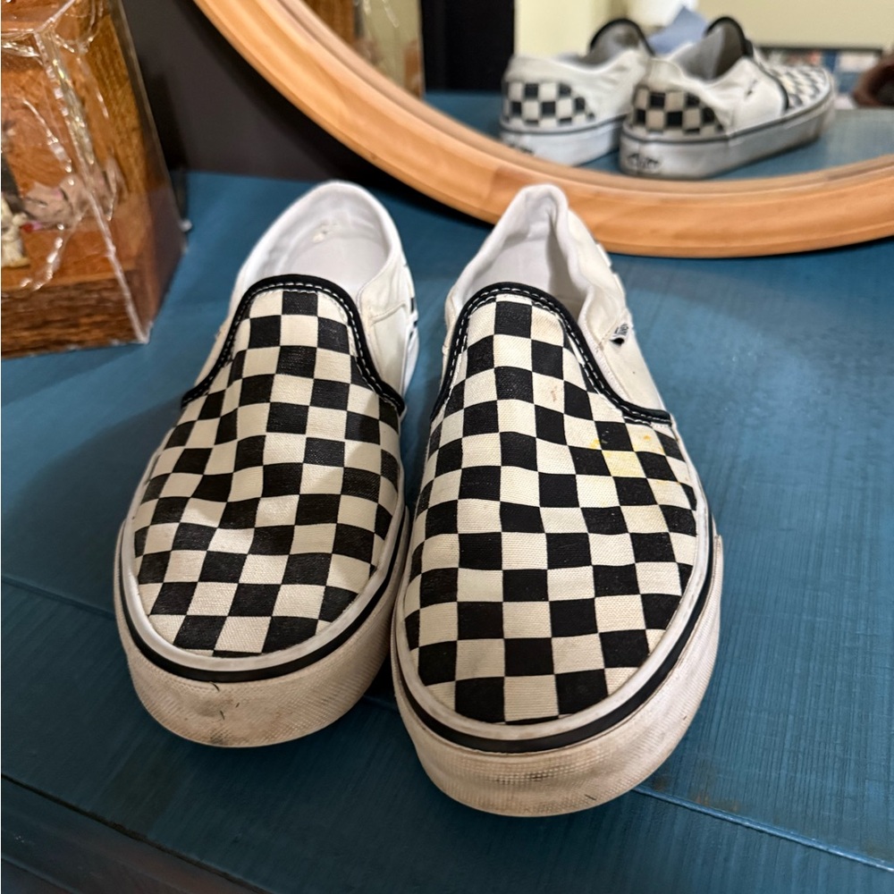 Vans Black and White Checkered Slip-On Sneakers